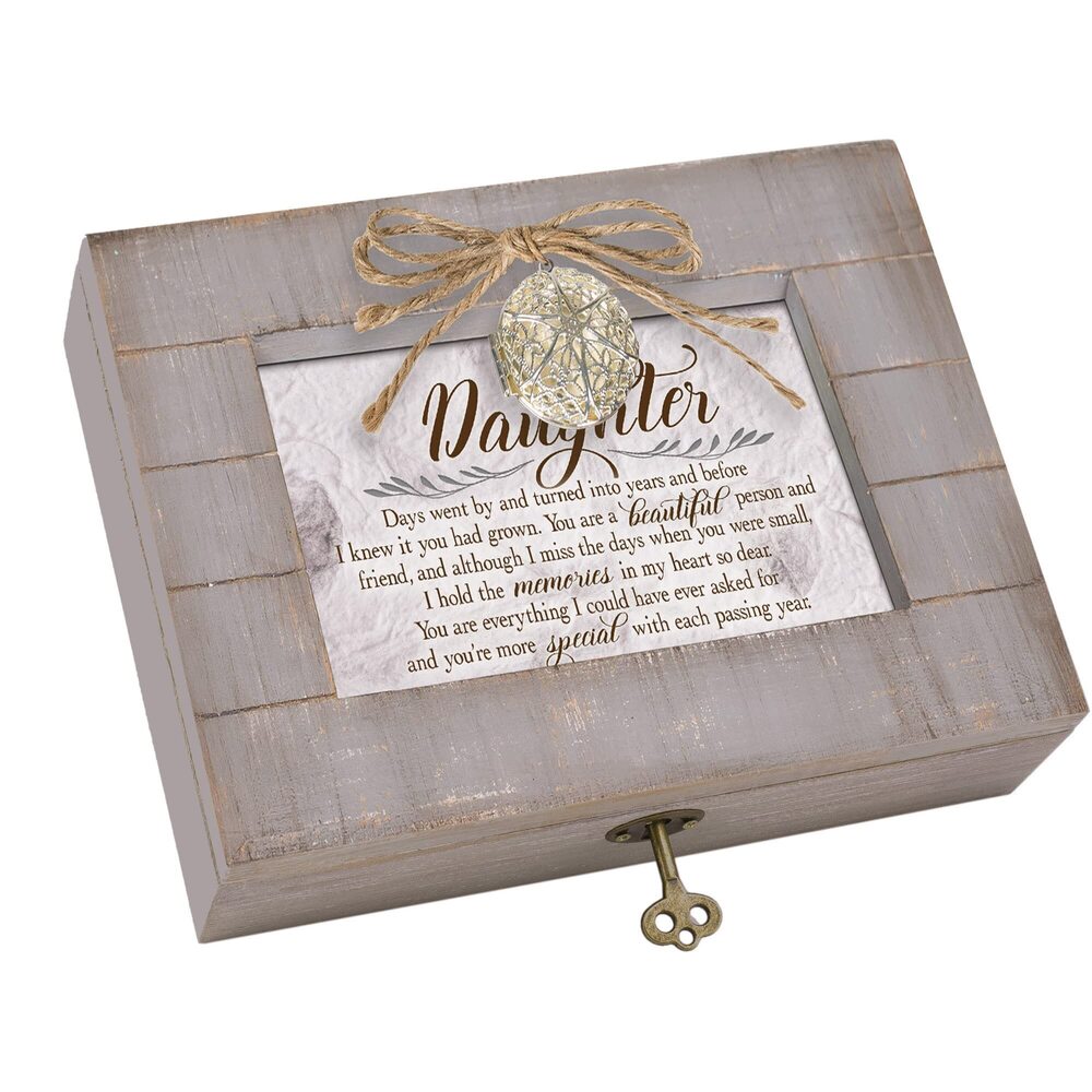 9424 Daughter Days Turned Into Years Grey Distressed Locket Music Box Plays